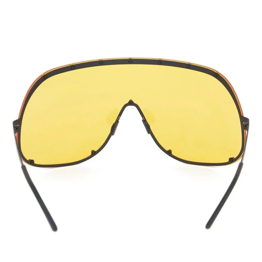 NEW Rick Owens Shield GBLKBN Oversized Avant Garde Sunglasses Yellow Black O/S